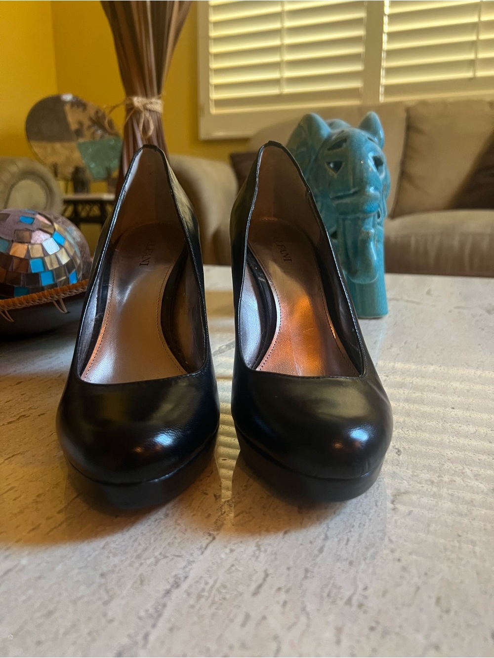 Alfani Black Leather Platform Pumps